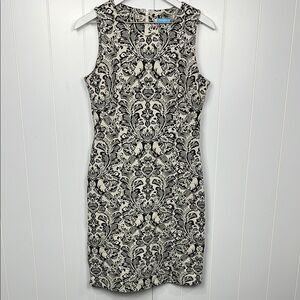 J. McLaughlin Womens Dress S Black Cream Floral Print Sleeveless Back Zip Soft
